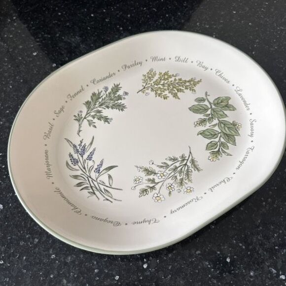 Vintage Corelle Thymeless Herbs Platter Oval Serving Platter 12"x9-3/4" USA - Picture 8 of 10